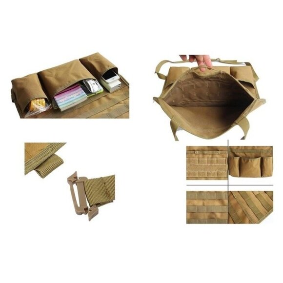 Tan Tactical Car Vehicle MOLLE Panel Seat Back Protector Storage Organizer Bag - Picture 6 of 6